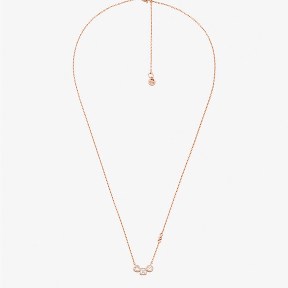 NWT💗Michael Kors Cubic Zirconia Necklace and Stud Earrings Gift Set Rose Gold - Picture 7 of 8